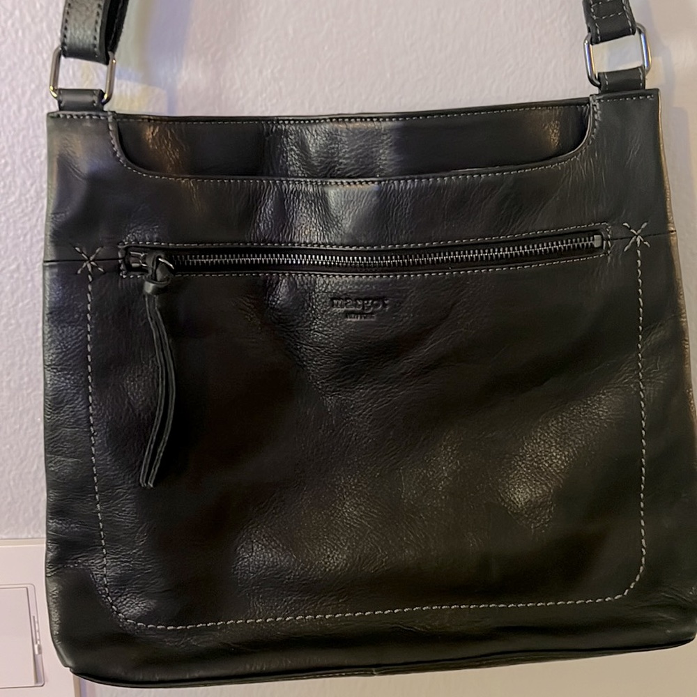 Margot NY Crossbody Leather Bag Black Pre-owned
